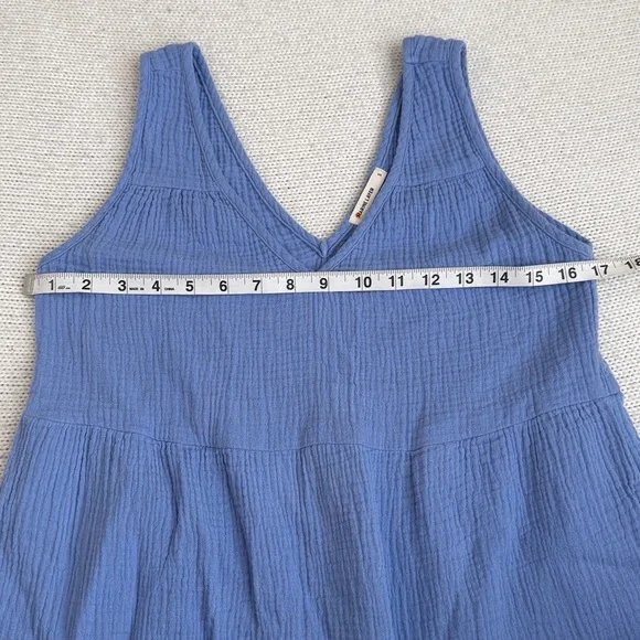 Marine Layer Corinne Double Cotton Cloth Maxi Dress Blue Size Small - Picture 4 of 5